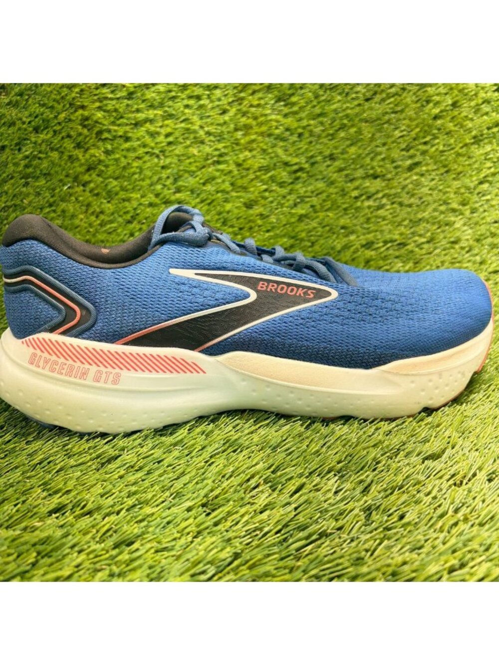 Brooks Glycerin GTS 21 Womens Size 12 Blue Black Running Walking Shoes Sneakers